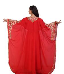 red georgette embroidered aari work islamic kaftans