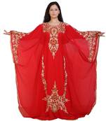 red georgette embroidered aari work islamic kaftans