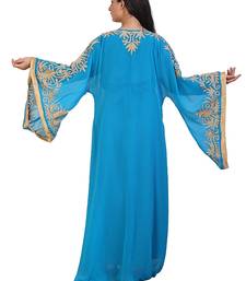 turquoise georgette embroidered aari work islamic kaftans