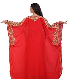 red georgette embroidered aari work islamic kaftans