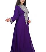 purple georgette embroidered zari work islamic kaftans