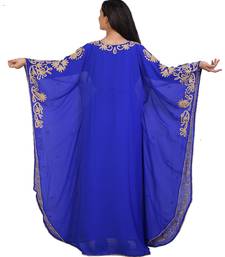 blue georgette embroidered aari work islamic kaftans