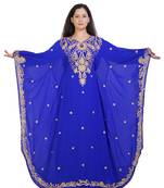blue georgette embroidered aari work islamic kaftans