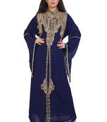 blue georgette embroidered zari work islamic kaftans