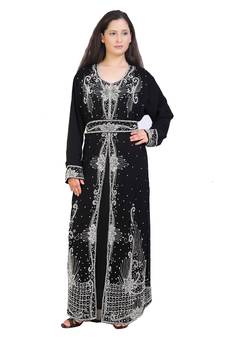 black georgette embroidered zari work islamic kaftans
