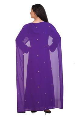 purple georgette embroidered zari work islamic kaftans 2