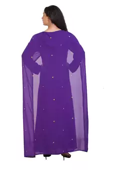 purple georgette embroidered zari work islamic kaftans