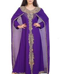 purple georgette embroidered zari work islamic kaftans
