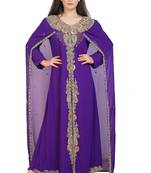 purple georgette embroidered zari work islamic kaftans