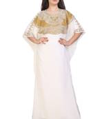 cream georgette embroidered zari work islamic kaftans