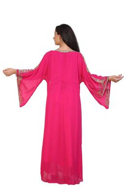 pink georgette embroidered zari work islamic kaftans 2