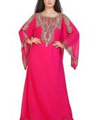 pink georgette embroidered zari work islamic kaftans