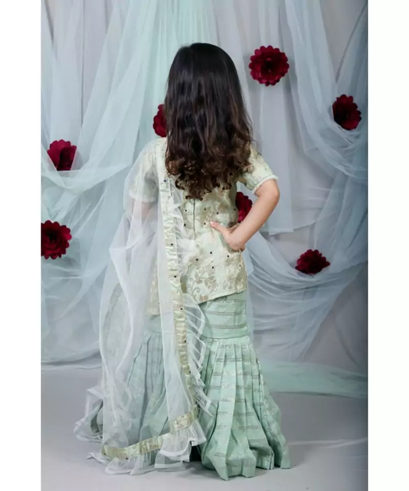 Green Brocade Kurta with Sharara