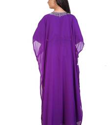 purple georgette embroidered zari work islamic kaftans