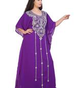 purple georgette embroidered zari work islamic kaftans