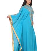 turquoise georgette embroidered zari work islamic kaftans