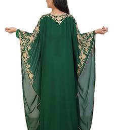 green georgette embroidered aari work islamic kaftans