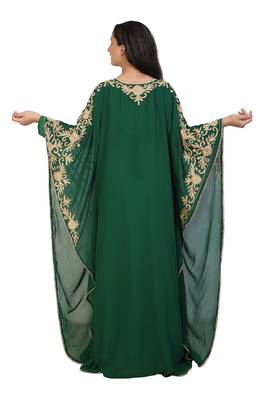 green georgette embroidered aari work islamic kaftans 2
