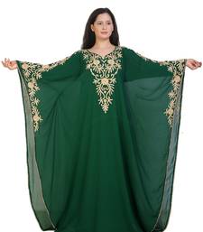 green georgette embroidered aari work islamic kaftans
