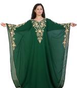 green georgette embroidered aari work islamic kaftans