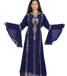 blue georgette embroidered zari work islamic kaftans