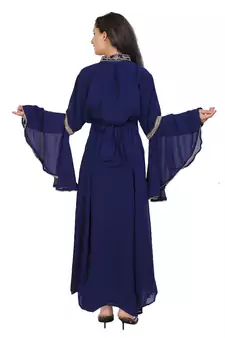blue georgette embroidered zari work islamic kaftans