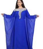 blue georgette embroidered zari work islamic kaftans