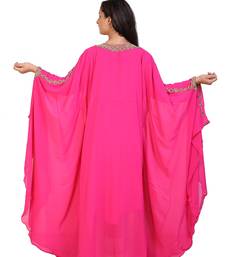 pink georgette embroidered zari work islamic kaftans