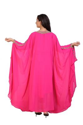 pink georgette embroidered zari work islamic kaftans 2