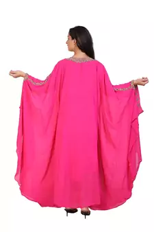 pink georgette embroidered zari work islamic kaftans
