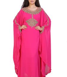pink georgette embroidered zari work islamic kaftans