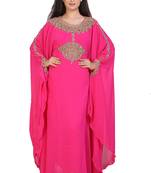 pink georgette embroidered zari work islamic kaftans