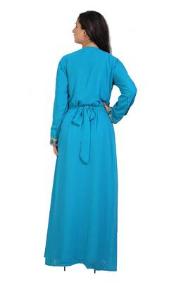 turquoise georgette embroidered zari work islamic kaftans 2
