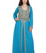 turquoise georgette embroidered zari work islamic kaftans
