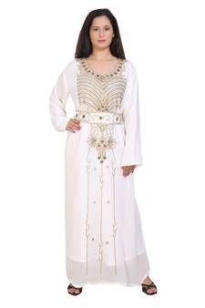 cream georgette embroidered zari work islamic kaftans