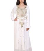 cream georgette embroidered zari work islamic kaftans