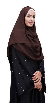 Justkartit Brown Color Linen Cotton Plain Scarf Hijab For Women 3