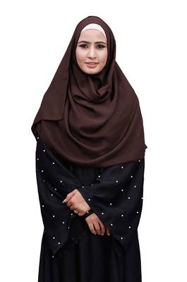 Justkartit Brown Color Linen Cotton Plain Scarf Hijab For Women 4