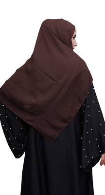 Justkartit Brown Color Linen Cotton Plain Scarf Hijab For Women 5