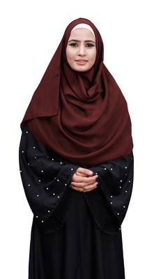 Justkartit Maroon Color Linen Cotton Plain Scarf Hijab For Women 1