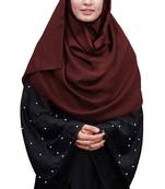 Justkartit Maroon Color Linen Cotton Plain Scarf Hijab For Women