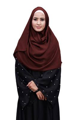 Justkartit Maroon Color Linen Cotton Plain Scarf Hijab For Women 4