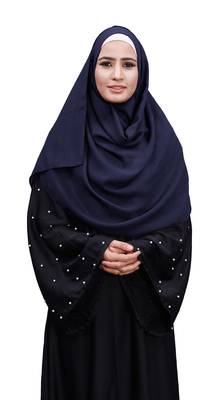 Justkartit Navy Blue Color Daily Wear Linen Cotton Plain Scarf Hijab For Women 1