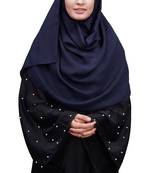 Justkartit Navy Blue Color Daily Wear Linen Cotton Plain Scarf Hijab For Women