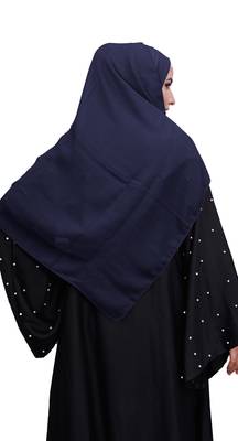 Justkartit Navy Blue Color Daily Wear Linen Cotton Plain Scarf Hijab For Women 5