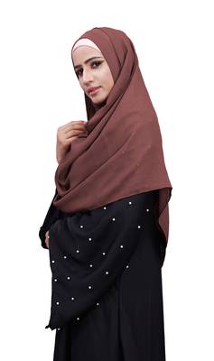 Justkartit Peach Color Linen Cotton Scarf Hijab For Women 3