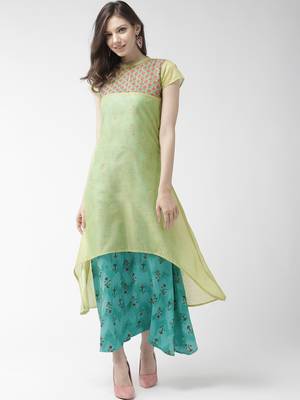 Green printed cotton maxi-dresses 1