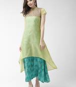 Green printed cotton maxi-dresses