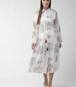 White printed viscose rayon maxi-dresses