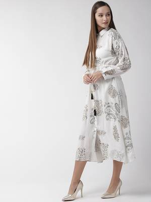White printed viscose rayon maxi-dresses 3